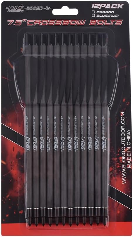 12x 7.5inch R9 Crossbow Bolts Arrows Carbon Arrow with Point Tips for Hunting Shooting Targeting