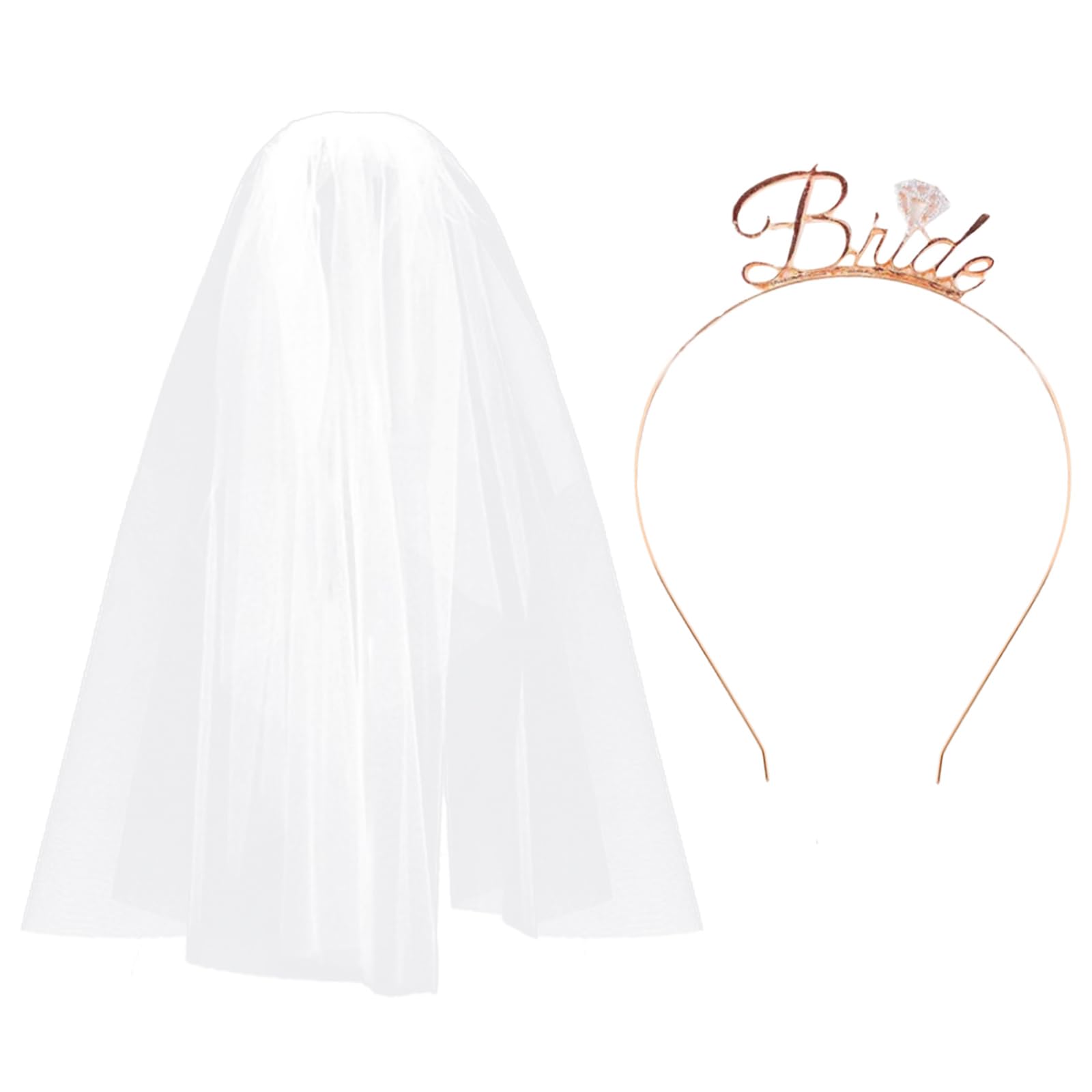 Fentency White Wedding Veil Bride Headband with Crystal Midlength Bridal Veil Wedding Bridal Headpiece Bride Veil for Engagement