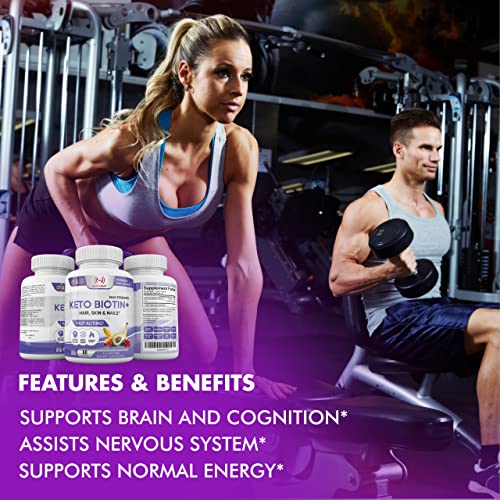 Biotin 10,000Mcg (Vitamin B7 10Mg) With Calcium | Highest Potency For Healthy Hair, Nails, And Skin | 100% Pure, All Natural, Non-Gmo, Vegan, Sugar Free (60 Capsules) #TOP3