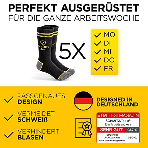 Foto von SCHMITZ.Tools Arbeitssocken Herren 39-42 in Premium Qualität - Work Socken - Arbeits Socken 39-42 – Herren Arbeitssocken Damen - Worker Arbeit – Baumwolle - Atmungsaktiv - 5 Paar
