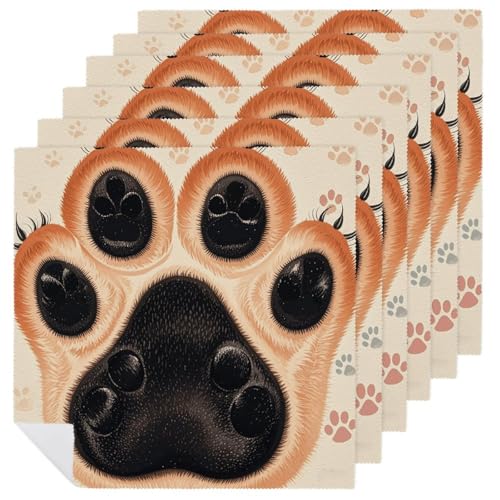Servilletas de tela con estampado de patas de animal, pack de 6 miniatura 1