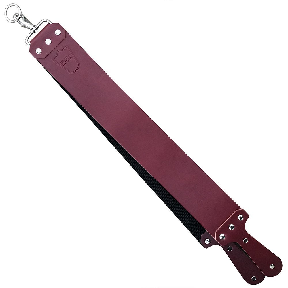Parker Handmade Latigo Leather Strop for Straight Razor Knife Sharpening USA Made Paddle Handle w Brass Chicago Screws