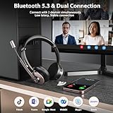 Earbay Bluetooth Headset, Wireless Headphones with Microphone Noise Cancelling, On Ear Headphones with Mic Mute, Handsfree PC Headsets for Zoom/Ms Teams/Skype 26H Playtime|Dual Connect|Laptop - Image 2