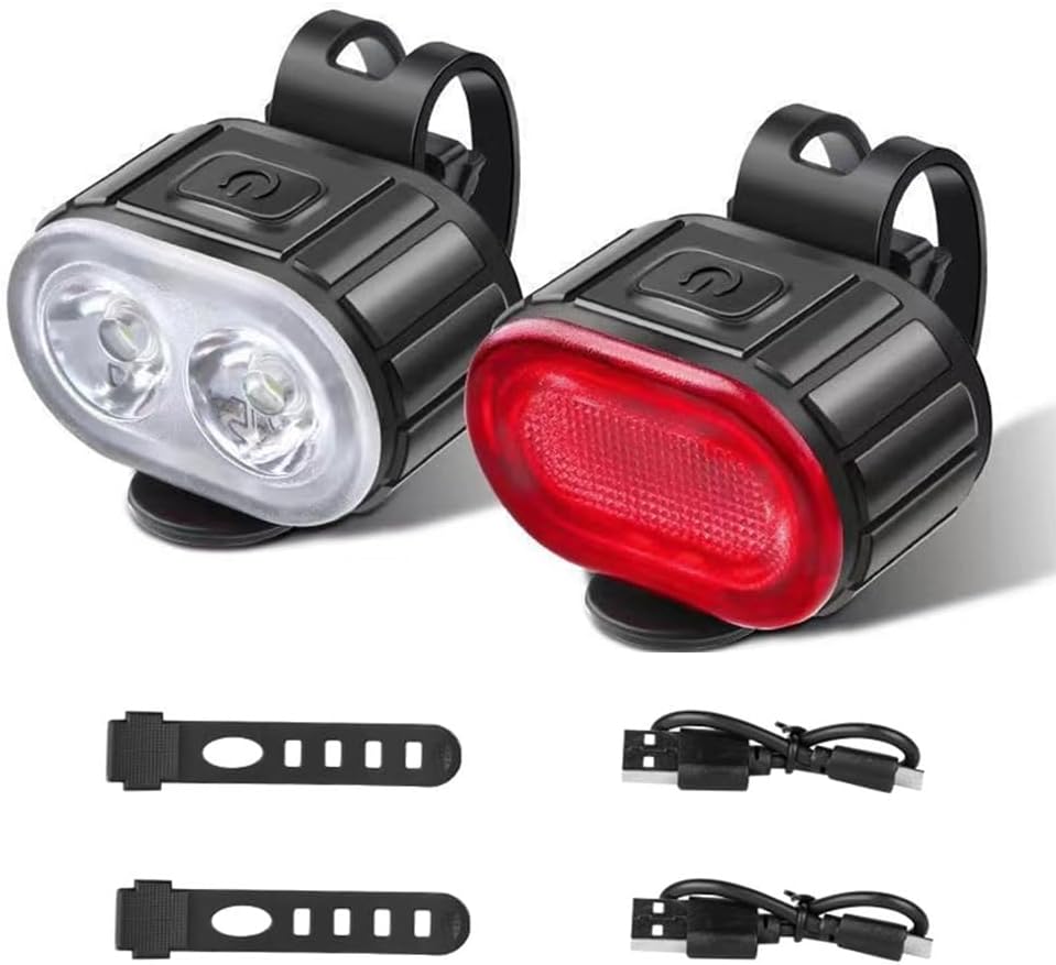 Bike Lights,Bike Lights Set Ultra Bright,Rechargeable Bicycle Lights Set Super Bright 8+12 Modes,Waterproof Bike Lights for Night Riding Safety,Bike Headlight and Tail Light Reflectors