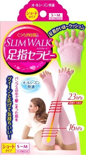 Japanese socks and tights Slim walk toe therapy (for all seasons) Short S-M size Marble PinkAF27