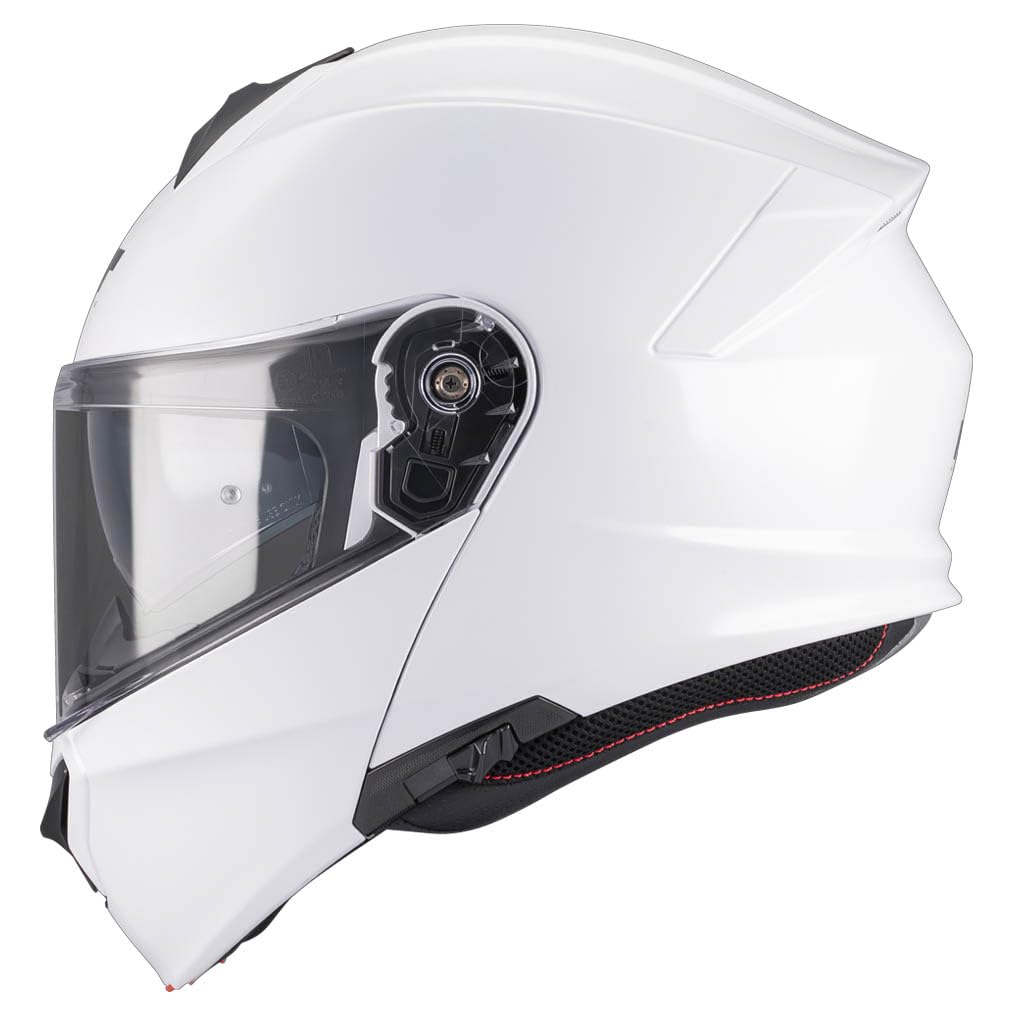 MT Genesis SV Pure Designed Blanco Bluetooth Sena Integrado - Casco de Moto Modular Abatible con Visor Solar - Helmets Unisex Hombre y Mujer - Homologado P/J ECE 22.06