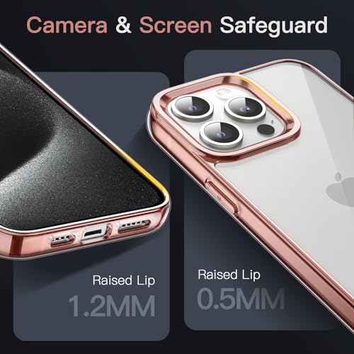 Image of JETech Cover Case for iPhone 15 Pro Max 6.7-Inch, Non-Yellowing Shockproof Phone Bumper Cover, Anti-Scratch Clear Back (Rose Gold)