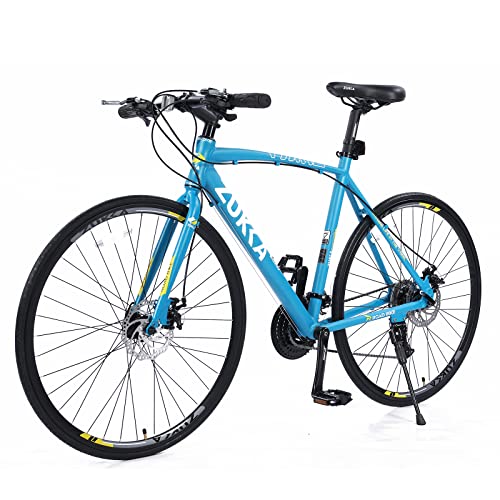 Zukka 700C Road Bike For Adult,27-Speed Unisex Hybrid Road Bicycle, Alloy Frame/Dual-Disc Brakes/Multiple Colors(Us In Stock) (Blue) #TOP1