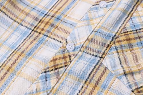 Image of Betusline Boy and Men Button Down Plaid Shirt | Soft,Breathable and Comfortable Fabric