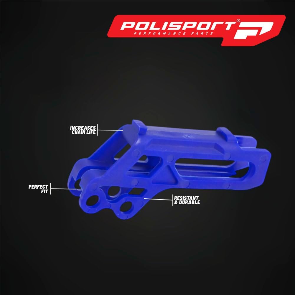 Polisport Motocross Motorcycles (MX) Chain Guide for Yamaha YZ125/YZ250 (2008-2024) and YZ250F/YZ450F (2007-2023) Dirt Bikes - OEM Quality TPU Chain Guide, Durable, Easy to Install - Blue