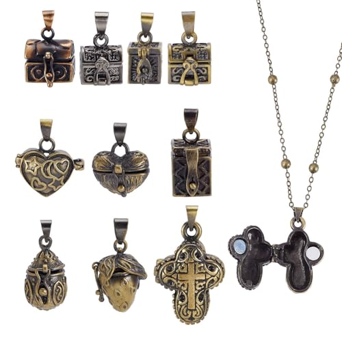 Arricraft 10PCS Antique Pendants, Hanging Charms, Prayer Box Pendants for