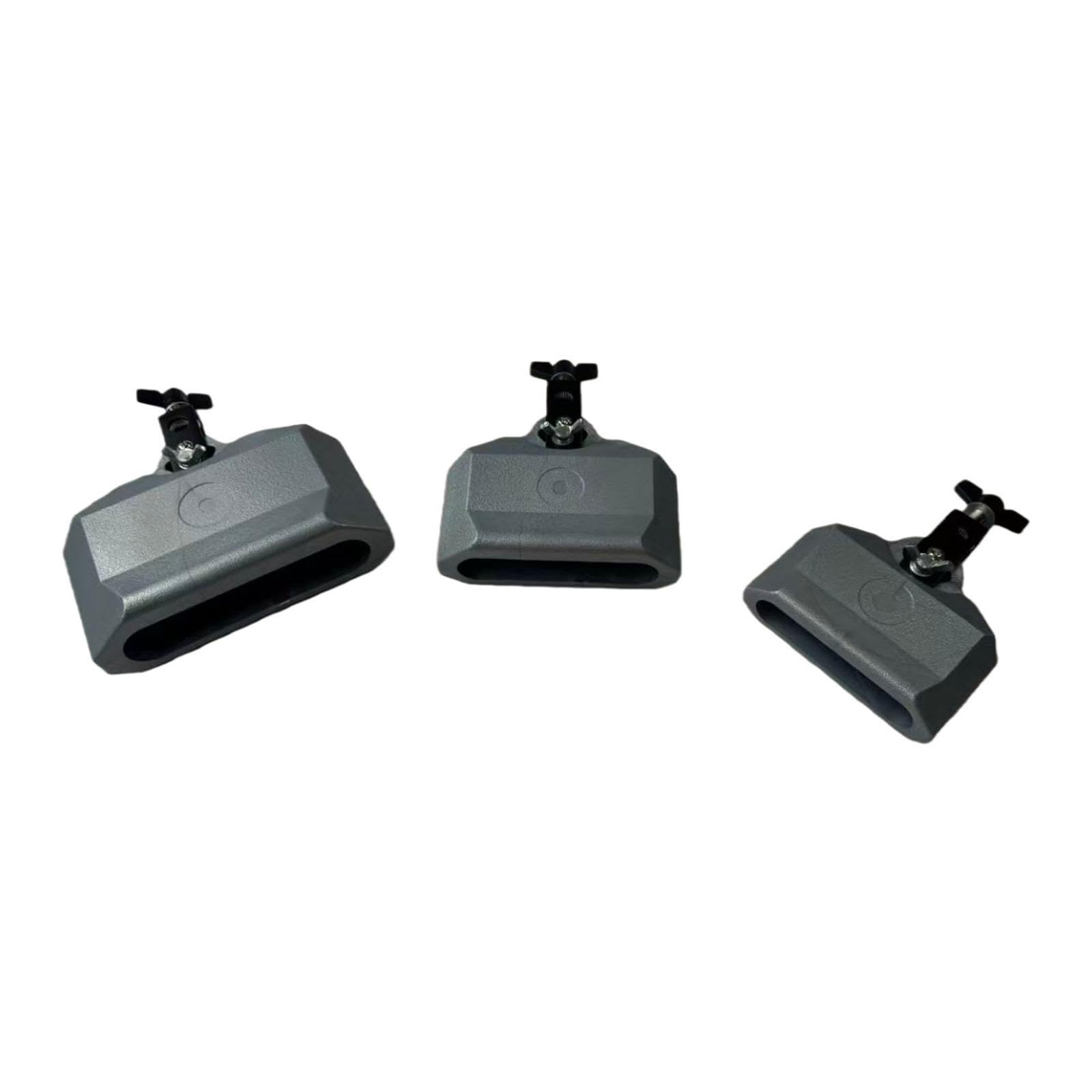 Juego de 3 Cencerros con Clip para Tambores, Soporte para Instrumentos de Percusión Latina, Hecho de Metal Resistente para Bateristas, Ideal, Gris