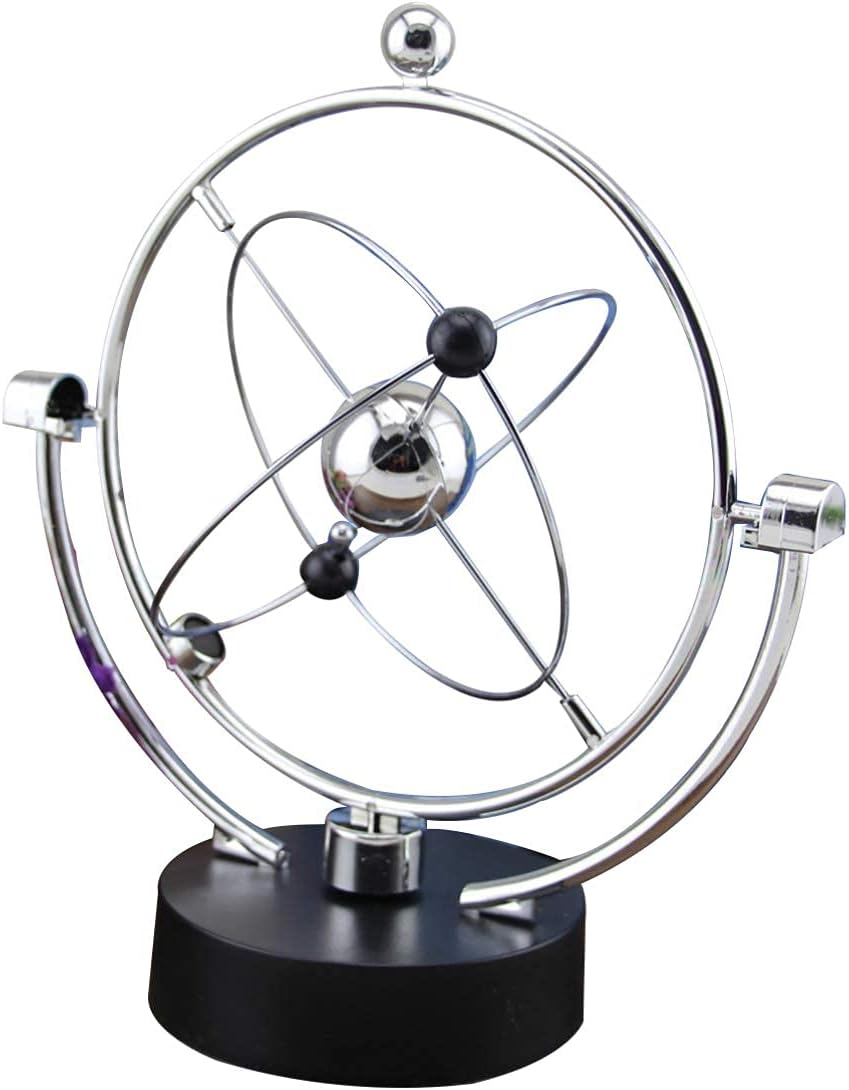 Electronic Swing Ball, Desk Perpetual Motion Physical Science Toy, Kinetic Globe Pendulum Office, Home Ornaments without Battery