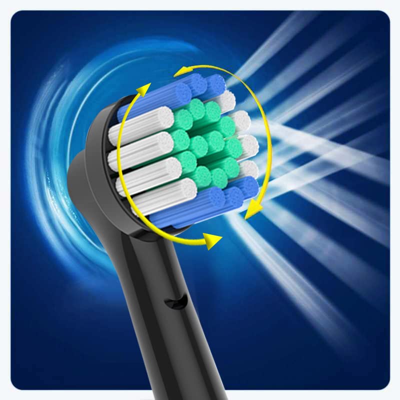 16 Pack Precision Replacement Brush Heads Compatible with Oral B Braun Electric Toothbrush. 8pcs White and 8pcs Black