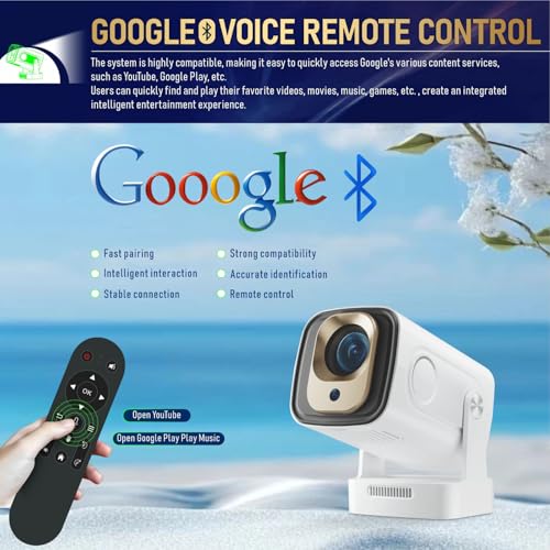 Image of Upgraded HY260 PRO MINI Portable Projector, Native 1080P Support for 4K Resolution with Bluetooth 5.4 WIFI6 300 ANSI Android 11,180 Rotatable, Auto Keystone Correction,35 inch-130 inch Screen Video Projector