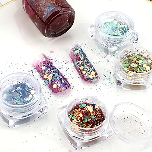 Savita 8 Colors Iridescent Glitter Flakes, 3D Holographic Mermaid Nail Sequins, Bling Chunky Glitter Irregular Paint For Art Craft Festival Cosmetic Body Decoration #TOP5