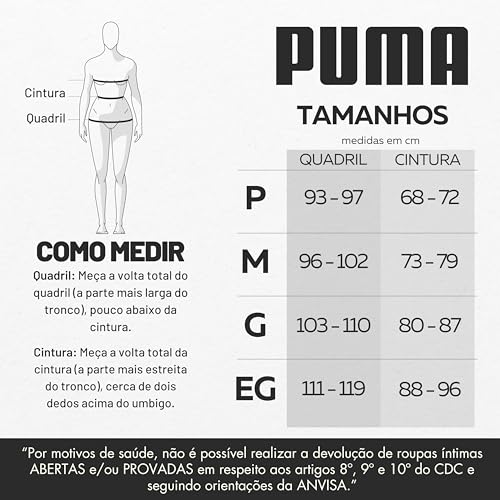 PUMA Calcinha Sem Costura Elástico 35mm Anatômica Confortável Toque Macio Adulto Feminina, Rosa, GG