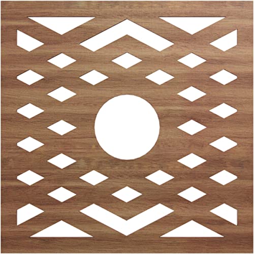 Ekena Millwork 18" OD x 4 5/8" ID x 3/8" T Chevron Wood Fretwork Pierced Ceiling Medallion, Walnut