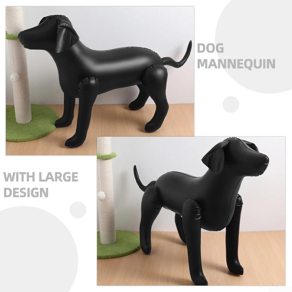 Mannequin de chien gonflable en PVC - 80 x 56 x 29 cm - Pieds pliables pour pose assise/grimpante - Vente au détail et toilettage - Noir