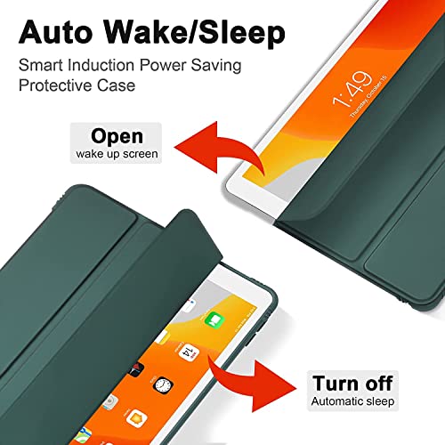 Image of SwooK Case for iPad 9th /8th /7th Generation,iPad 10.2-inch Soft TPU Back Protective Cases [Shock Absorption] Slim Lightweight Trifold Stand Smart Cover, Auto Wake /Sleep (Midnight Green, Ipad 10.2 inch)