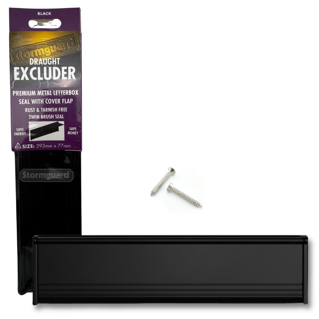 Stormguard 06Sr0310000w 06Sr0310000bl Internal Metal Letter Box Brush Cover With Flap Black, 293 X 77 Mm 5017259312018