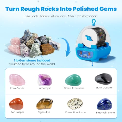 Image of KomeStone K5 Rock Tumbler for Kids & Adults, Quiet Rock Polisher, Ages 6+