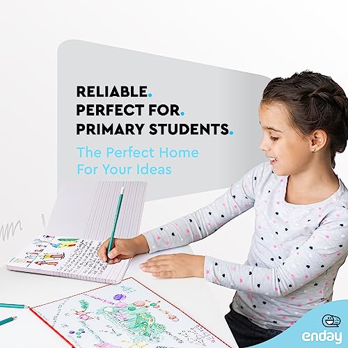 Image of Enday Primary Journal Grades K-2, Primary Writing Journal, Half Page Ruled Primary Journal Composition Notebook for Kids, 100 Sheets kids Notebook, Purple and Blue (2 Pack)