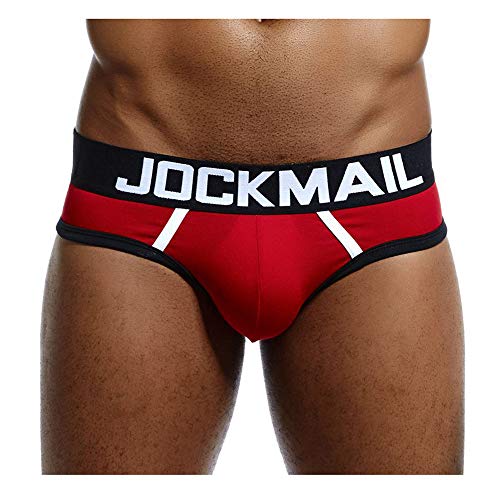 Sexy Herren Boxershorts Jockstrap Männer Sexy Unterwäsche Rückenfreies Gesäß Herren Strings Schwule Unterwäsche (L, 312ROT)