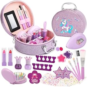 Kids Nail Polish Set for Girls,Nail Art Salon Kit with Non-Toxic Quick Dry Nail Polish,DIY Nail Art for Grils Gifts Toys for 36 Months Old Girls