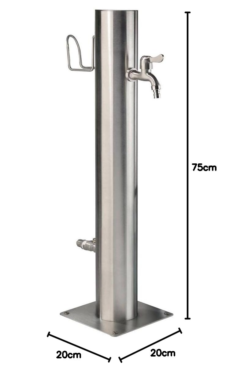 Westfalia Wasserwelten Wasserzapfsäule Edelstahl inklusive Schlauchhalter und 2 Hähne 75 cm