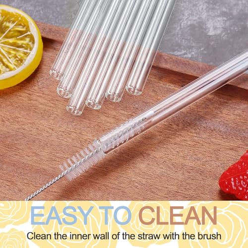 Image of KiKiluxxa Glass Straws with Cleaning Brush -4 Multicolour Straws & 1 Cleaner - Pack of 5pcs- Clear Reusable, Elegant Alternate to for Drinking Juice, Smoothie Black - Brown - White - Blue (CW4+1)