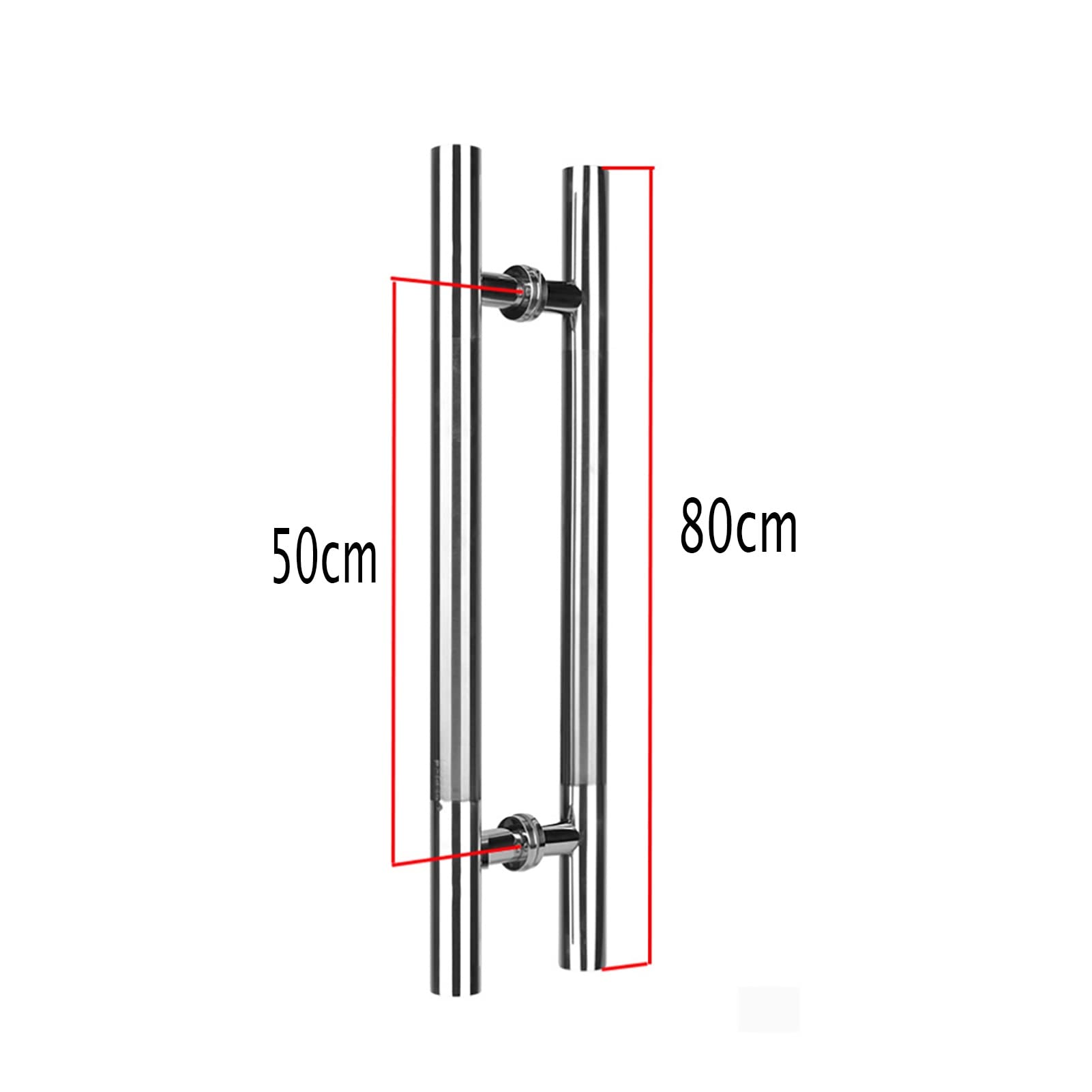 Klamka ze stali nierdzewnej do drzwi szklanych - 50 cm polerowana kwadratowa rura konstrukcja z systemem Push & Pull do drzwi drewnianych, nowoczesna instalacja dwustronna, herra