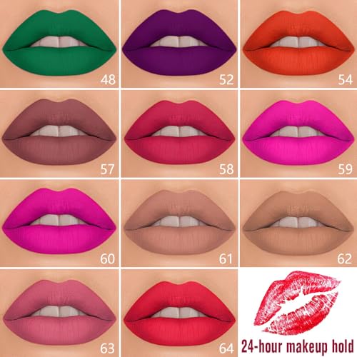 Image of evpct 1Pcs Forest Green Matte Lip Liner & Liquid Lipstick Stain Makeup Set for Women, Green Lip Liner Stain Long Lasting Waterproof Smudge Proof, Cruelty Free Lip Stick Makeup 24 hours originales, 48