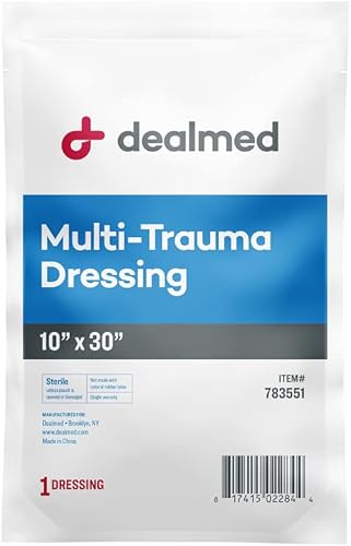 Miniatura 8 de Dealmed Apósito multitrauma de 10 x 30 pulgadas, almohadilla estéril de gran tamaño de emergencia, absorción superior, protección y relleno,