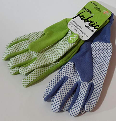 2 Pairs LADIES GARDEN FABRIC GLOVES WITH GRIPPER DOTS - ONE SIZE FITS ALL by Midwest Gloves & Gear