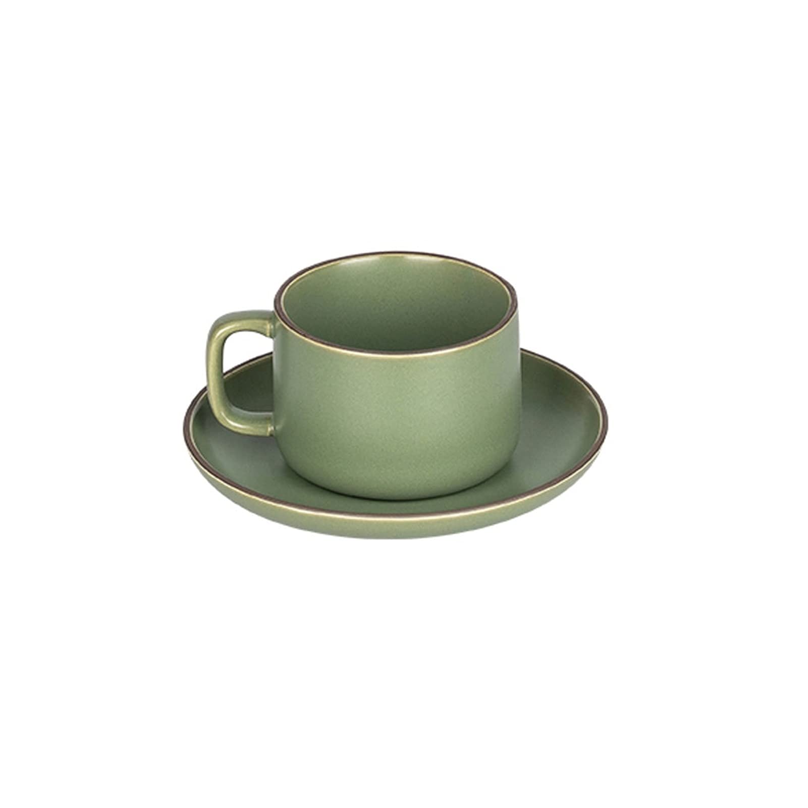 Taza de té de porcelana con asa, juego de 17 onzas, apta para microondas y lavavajillas, taza ancha (A) (B)