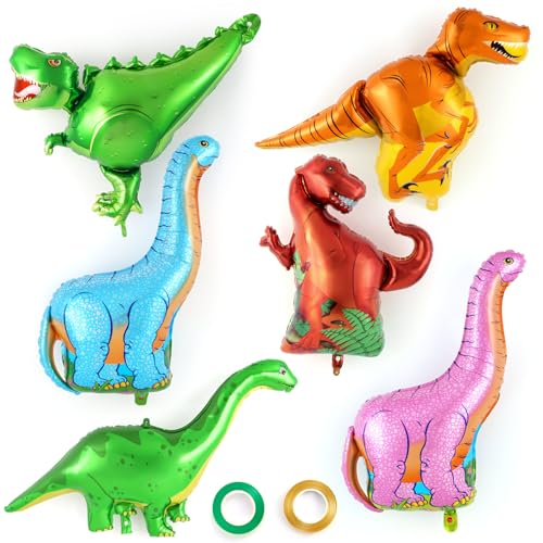 6 Pcs Dinosaur Foil Balloons for Party Decor