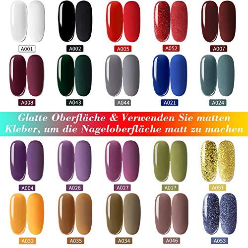 Lineluck UV Gel Nagellack Set, UV Nagellack, 23 Stück 8ml Gel Nail Polish mit Unterlack & Überlack & Mattem Decklack, UV… – Bild 3