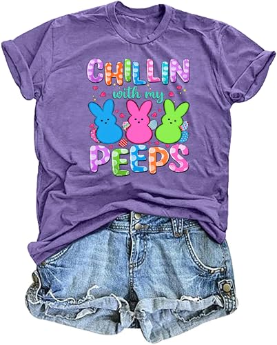 Image of LAZYCHILD Women Easter Teacher Shirts: Funny Treat All with Kindness T-Shirt Bunny Rabbit Tee Tops