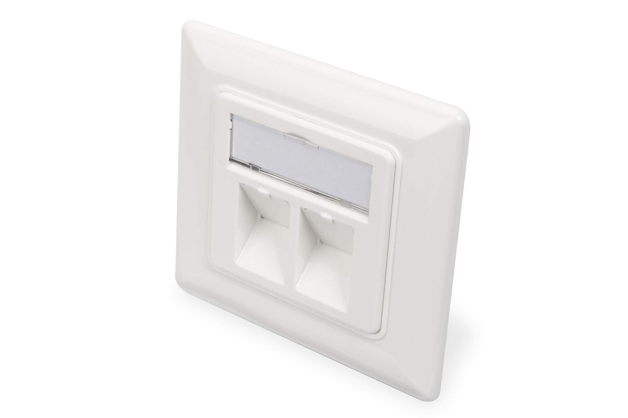 Faceplate for Keystone Jacks, 2x RJ45 dust cover, 80x80 + central plate, pure white