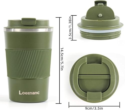 Miniatura 2 de LOEENANC 12oz Travel Mug Insulated Coffee Cup Leak Proof Anti-skid Thermal Insulation For Over 8 Hours Easy To Clean Reusable Stainless Steel Double
