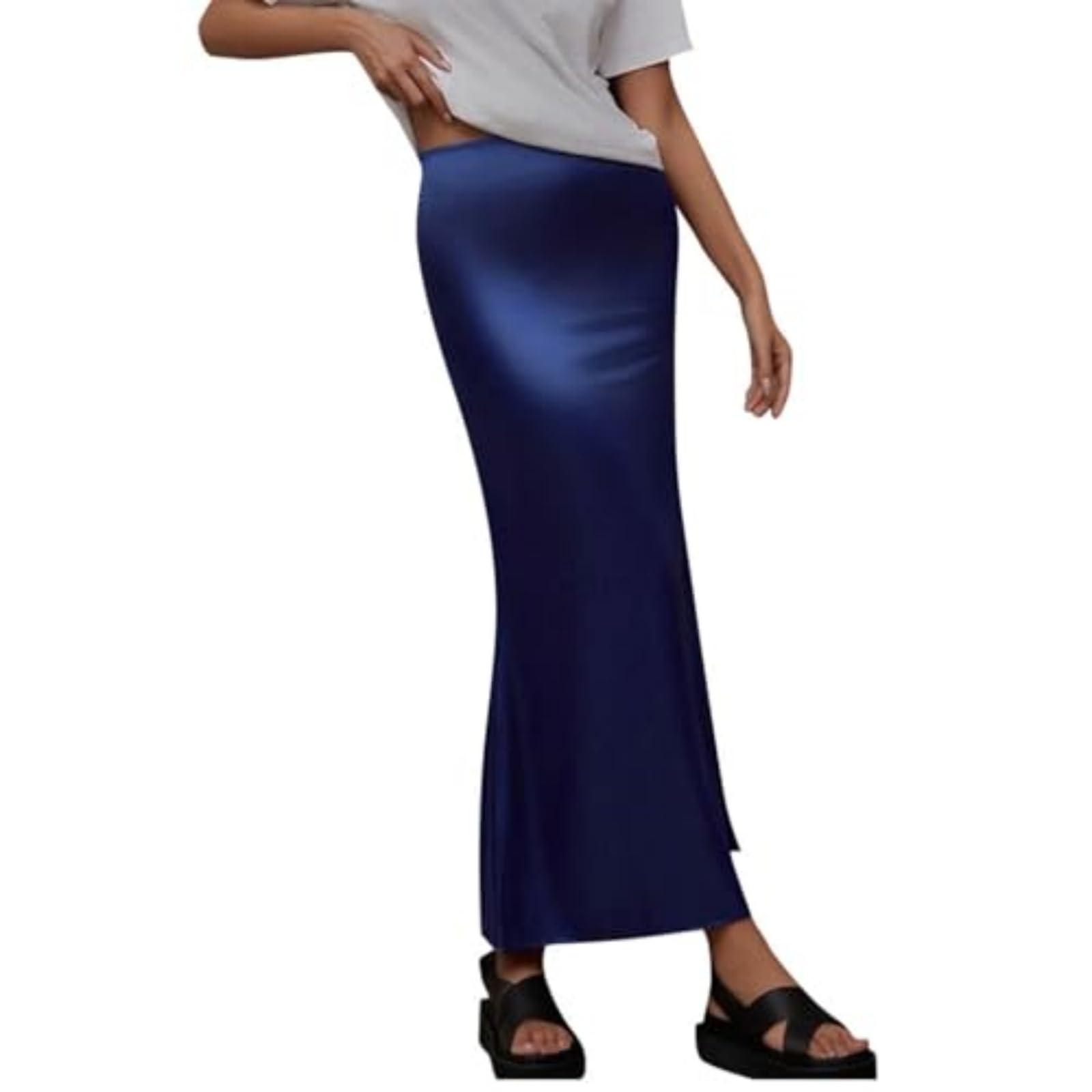 Maxi Skirts for Women Trendy Summer Long Satin Skirts Flowy High Waisted Holiday Party Spring Skirt