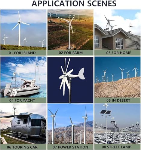 15000W Wind Turbine Generator Kit with 8 Blades & MPPT Controller, 12/24/48V/110V/220V, Ideal for Hybrid Solar Systems, Marine, RV, Home Power Solutions (24V)