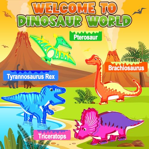 image for Coodoo Dinosaur Toys Magnetic Tiles Lava Dinosaur World Set - Magnetic