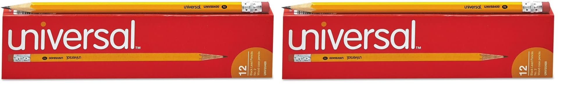 UNV55400 Universal HB (#2), Woodcase Pencil - Black Lead/Yellow Barrel (1-Dozen) (Pack of 2)