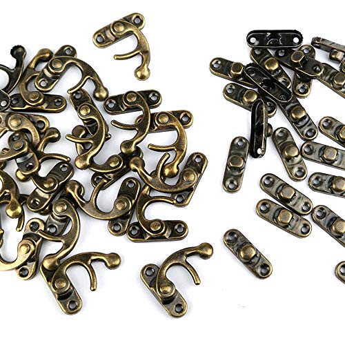 60 Pcs Antique Mini Hinges And 30 Sets Bronze Tone Right Latch Hook Hasp With Screws For Wood Jewelry Box #TOP4