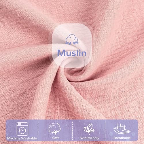 Image of FUNUPUP Muslin Baby Lounger Cover Compatible with Snuggle Me Lounger, Infant Lounger Pillow Cover for Newborn, Removable Newborn Lounger Cover for Boys and Girls, Pink