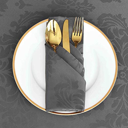 Maxmill Jacquard Cloth Napkins 20 X 20 Inch Damask Pattern Soft Comfortable And Luxury Serviette For Family Dinners Weddings Parties And Banquets Set Of 4 Pieces Charcoal #TOP4