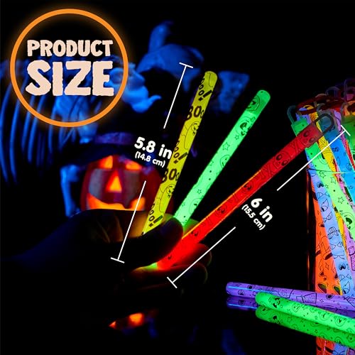 Image of JOYIN 30 Pcs Halloween Glow Sticks Bulk Party Pack, Hanging Wands in 8 Design, 6 Color Light Up Stick for Kid Glow in The Dark Halloween Party Favor Supplies, Goodie Bag Filler, Trick or Treating Gift