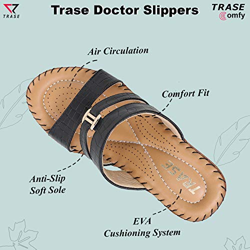 Image of TRASE Women's Flip-Flops & Slippers | Doctor Ortho Comfortable Chappal for Women & Girls | Light weight, Soft Footbed, Comfortable & Stylish | Diabetic & Orthopedic Footwear, Good for Knee & Foot Pain